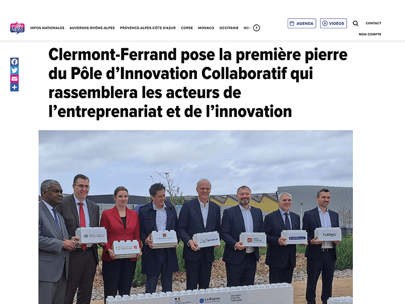 Clermont-Ferrand pose la première pierre du Pôle d'Innovation Collaboratif qui rassemblera les acteurs de l'entreprenariat et de l'innovation