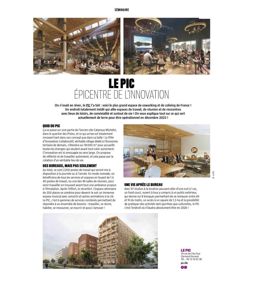 Le PIC - Coworking bureaux et coliving à Clermont-Ferrand - Zap